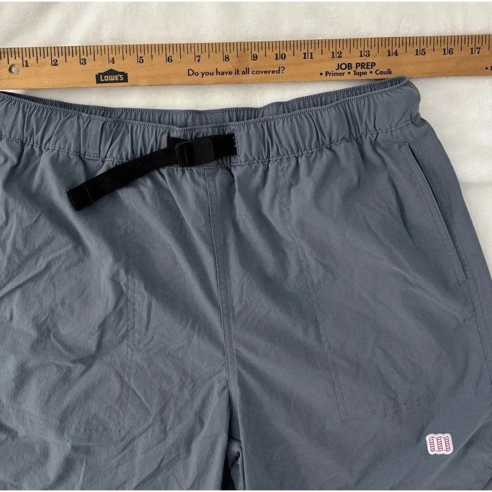 Topo Design Men L 6" Pull-On Shorts Belted River Hiking Trail Nylon Stretch EUC - Picture 4 of 7